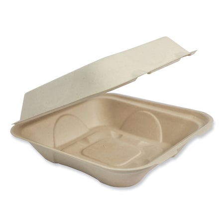 Fiber Hinged Containers, 9.2 X 9.1 X 3.2, Natural, Paper, 300PK